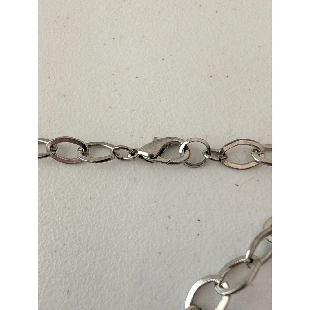Unsigned Silver Tone Multi-Strand Long Geometric Beaded Layered Necklace 38 In